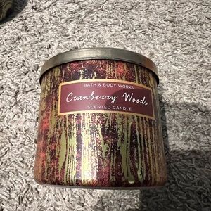Bath & Body Works Cranberry Woods Scented Candle - Red and Gold